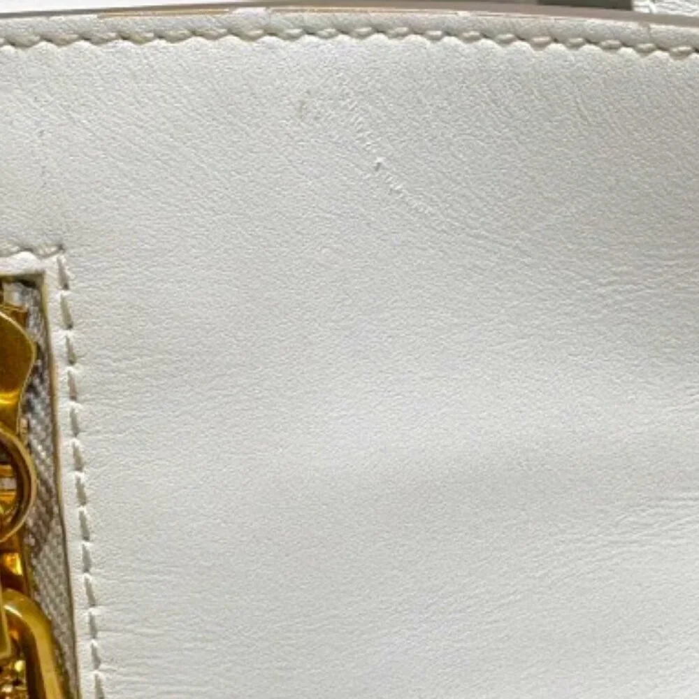 Brian Atwood White Leather Shoulder Bag Tote with Tassel